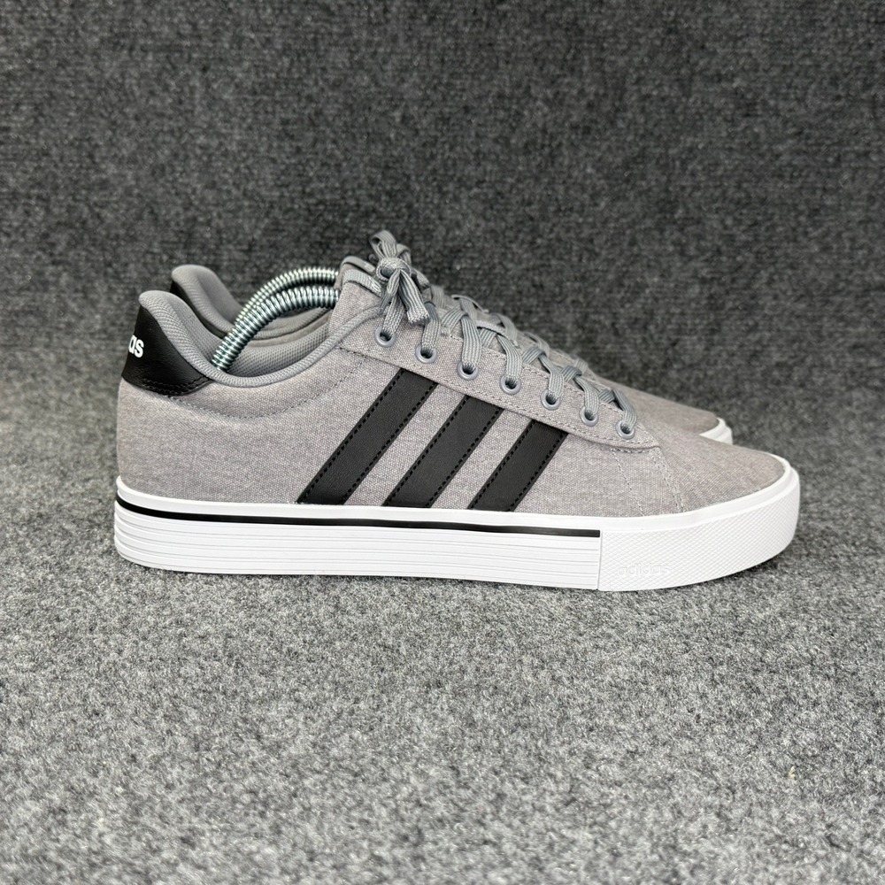 Adidas Daily 4.0 Shoes Men 9.5 Grey Black Canvas Low Lace Retro Athletic Sneaker